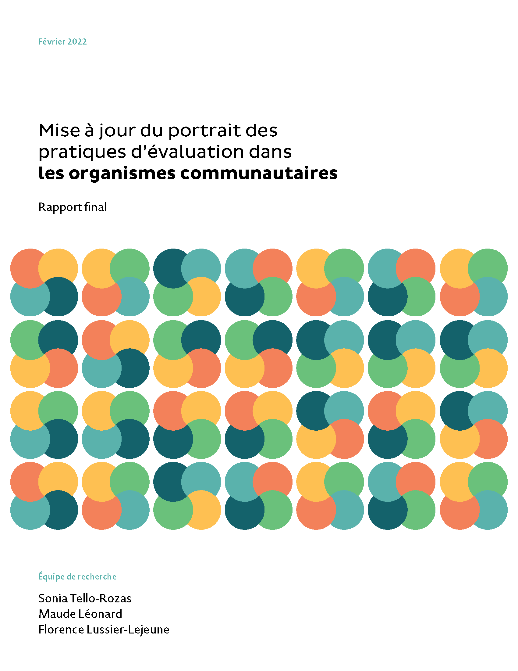 Couverture du rapport : Mise à jour de l’analyse des pratiques d’évaluation dans les organismes communautaires