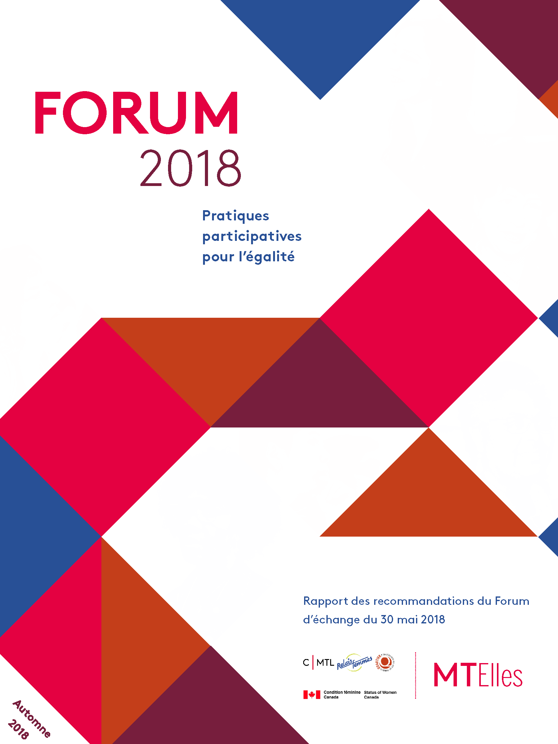 Couverture du compte-rendu du Forum 2018 - Pratiques participatives pour l'égalité
