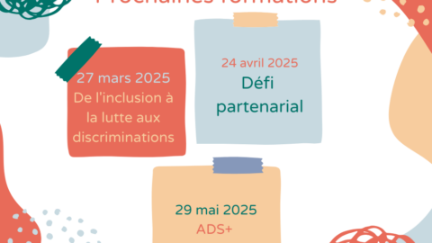 Prochaines formations le 27 mars 2025 de l'inclusion à la lutte contre les discriminations le 24 avril 2025 défi partenarial le 29 mai analyse différenciée selon les genres et intersectionnalité